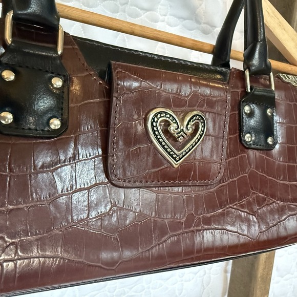Brighton Handbags - BRIGHTON ALLIGATOR EMBOSSED SATCHEL HANDBAG‎ Embellishment Western Chic
